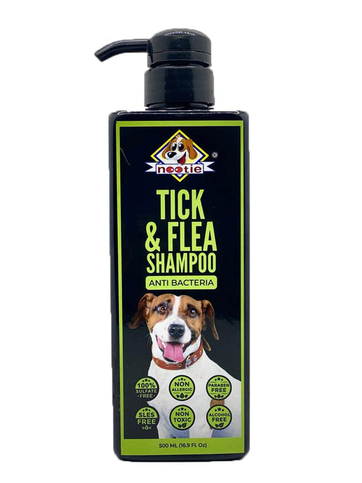 Nootie Dog Shampoo to Remove Dirt, Grime & Oil. Made with Natural Actives for A Cleaner, Smoother, Shinier Coat and Fragrance (TICK & FLEA Shampoo Anti Bacteria)-Get Free 25 Sheet Wipes Pack