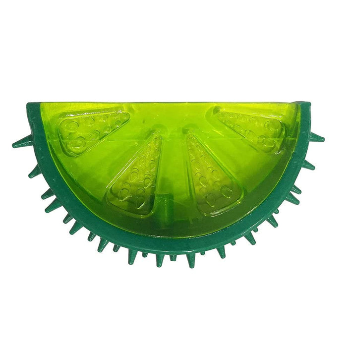 Nootie Rubber Squeaky Toy for Pets Fruit & Vegetable Shape (Green Water Mellon Slice)