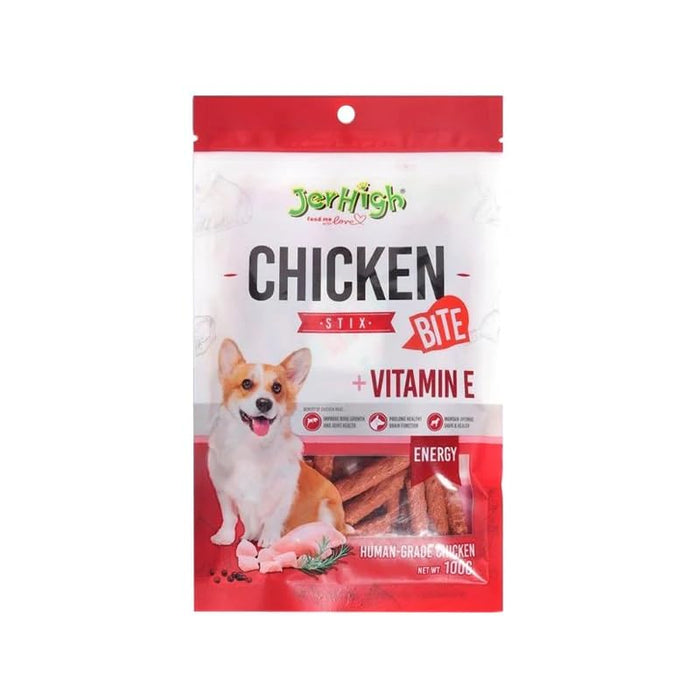 JerHigh Human Grade High Protein Chicken Bite Stix Dog Training Treats - Fully Digestible Healthy Snack Stix for All Life Stages, 100gm (Pack of 2)
