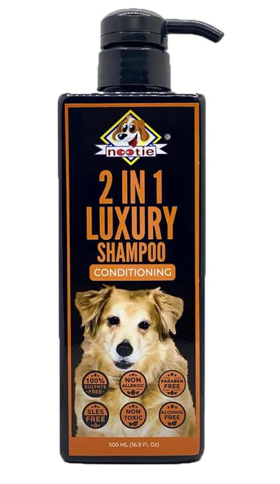 Nootie Dog Shampoo to Remove Dirt, Grime & Oil. Made with Natural Actives for A Cleaner, Smoother, Shinier Coat and Fragrance (2IN1 Luxury Shampoo Conditioning)-Get Free 25 Sheet Wipes Pack