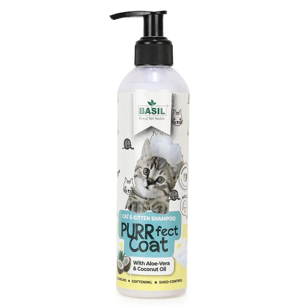 BASIL Purrfect Coat Cat Kitten Shampoo 300 ml The Pet Point