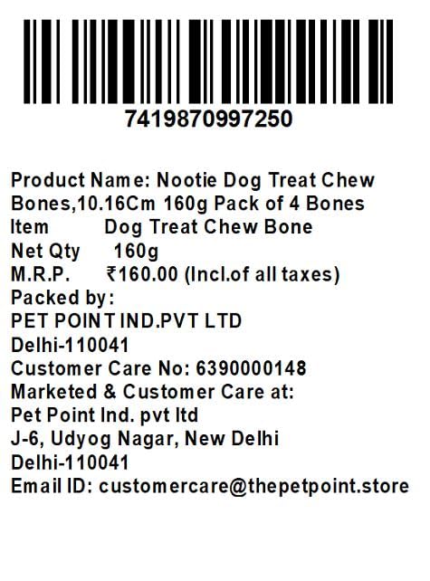 Nootie Small Raw Hide Chew Bones, 4 inch, 1kg