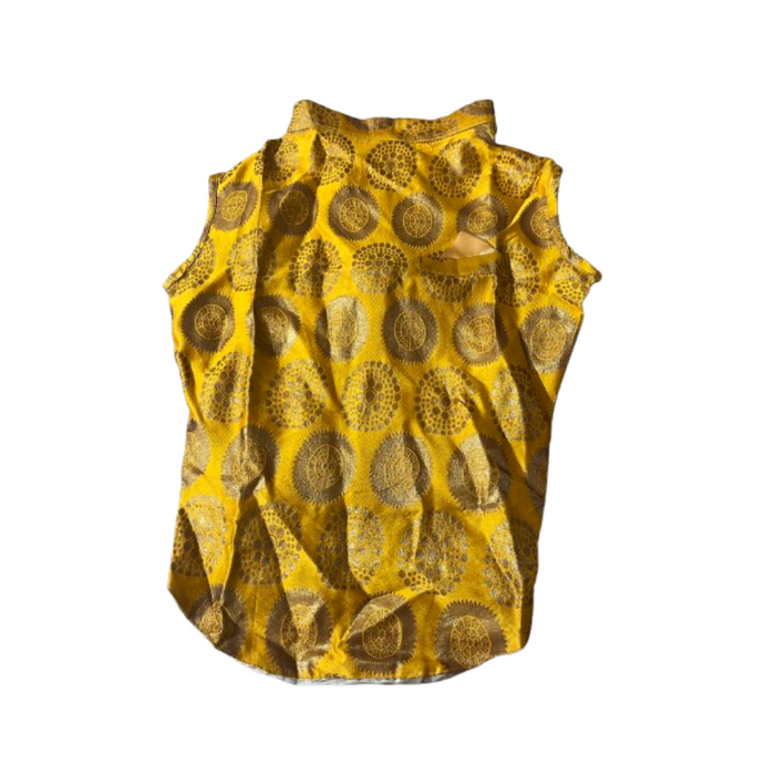 Nootie  Designer Sherwani for Dogs, (Yellow with Gold Print)