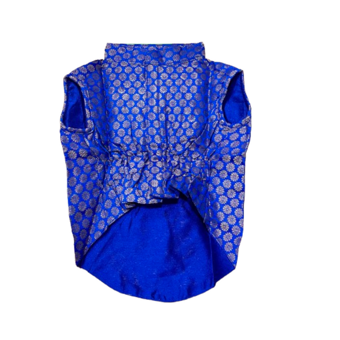 Nootie Check Print Designer Sherwani for Dogs, (Blue Color)