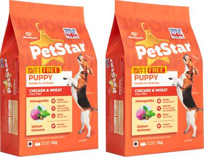 Mankind Petstar Chicken and Wheat Puppy Dry Food 3kg (Buy 1 Get 1 Free)