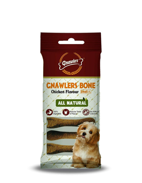 Gnawlers Dog Chicken Chew Bone, Best Healthy Dog Chew Bone108g 3" (Small 6 Pieces in 1 Pack) to Enagage Your Dog (Pack of 2)