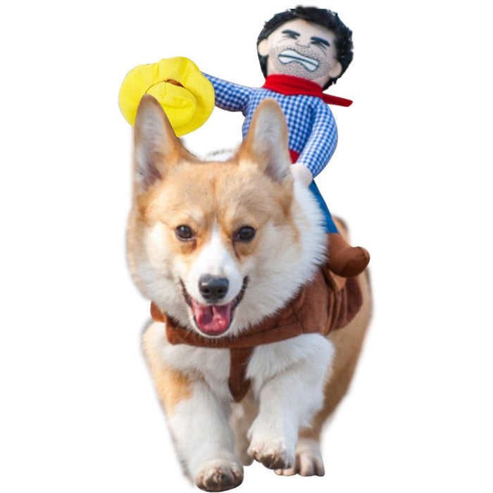 Nootie Cowboy Rider Dog Costume for Dogs Outfit Knight Style with Doll and Hat for Halloween Day Pet Costume(M)