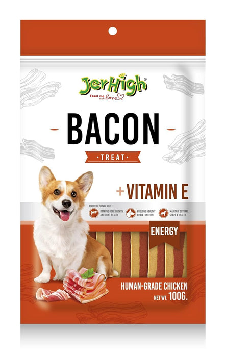JerHigh Human Grade High Protein Bacon Stix Dog Training Treats - Fully Digestible Healthy Snack Stix for All Life Stages, 100gm (Pack of 2)