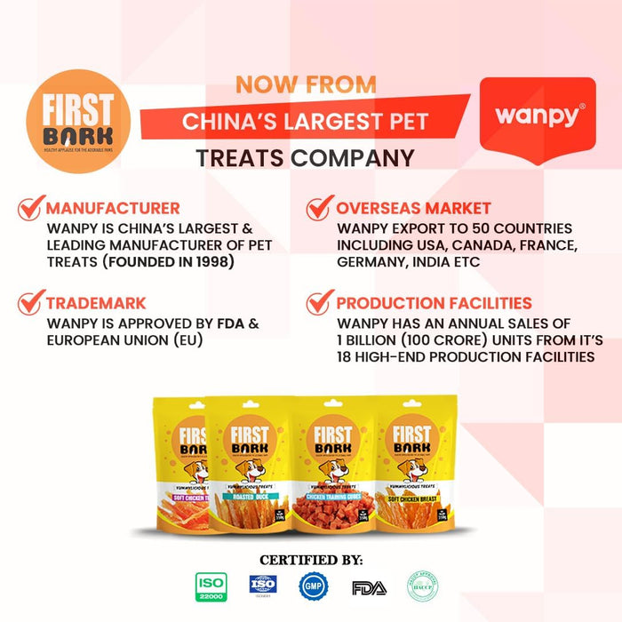 FirstBark Chicken Jerky Dog Treats, Human Grade High Protein Chicken, Fully Digestible Healthy Snack & Training Treat, Soft Chicken Breast 70g (Pack of 2)