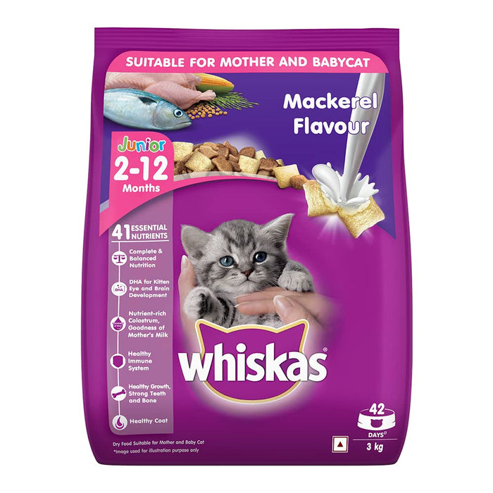 WHISKAS JUNIOR MACKEREL FLAVOUR 3KG