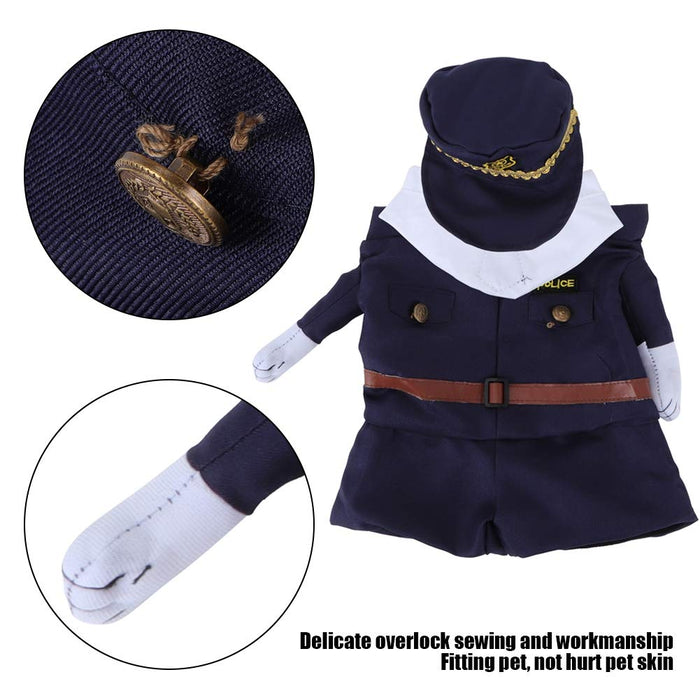 Nootie Pet Halloween Clothes, Polyester Cute Pet Clothes Doctor Police Upright Halloween Costume Dress Up for Cats Dogs(Navy Blue Police)