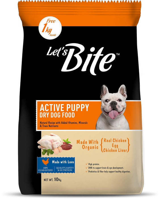 Let's Bite Active Puppy Dog Food 10kg (+ 1 kg Extra Free Inside)