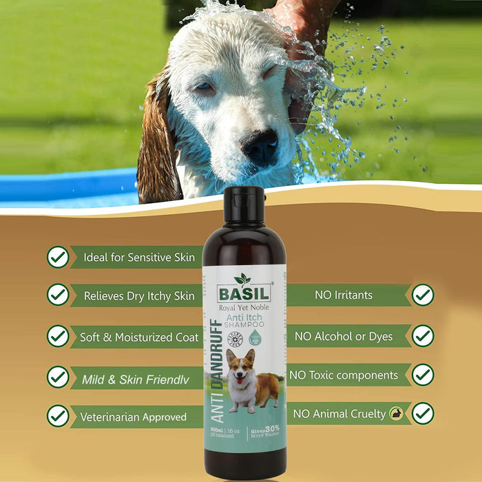 Basil Anti Dandruff Anti Itch Shampoo for Dogs and Cats The