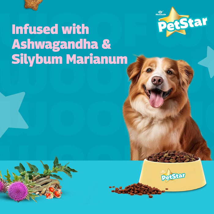 Mankind PetStar Adult Dry Dog Food | 10kg | Meat Flavour | Clinically Tested | Power of 20+ Ingredients