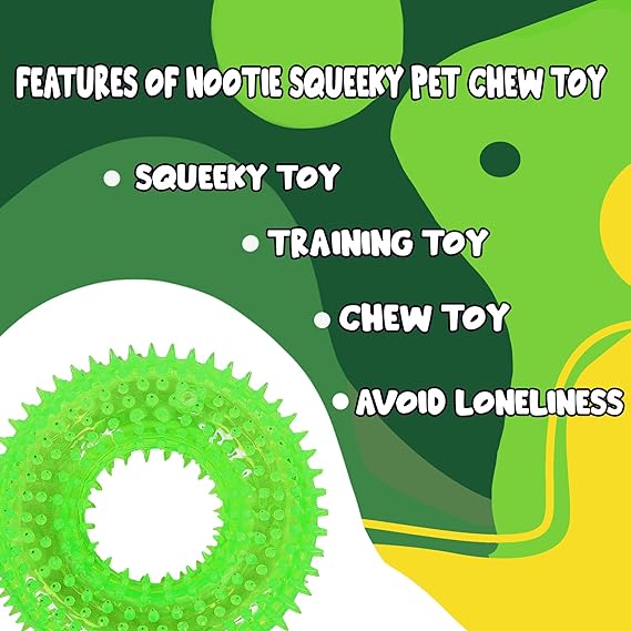 Nootie Chew Toy for Puppy Dog Squeaky Chew Toys for Aggressive Chewers Dental Teething Cleaning(Crystal Ring Design)