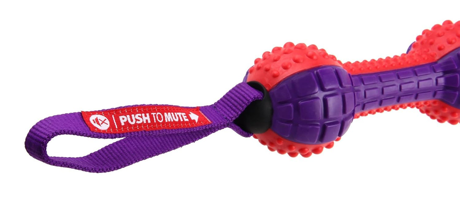 GiGwi Dumbell 'Push to Mute' Solid Dog Toy (Red/Purple)