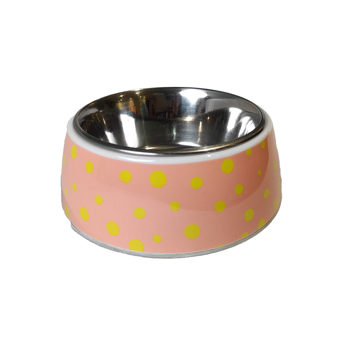 Nootie Stainless Steel Polka Dots Printed Non Skid Bowl For Dog/Cat