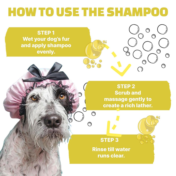 Nootie Dog Shampoo to Remove Dirt, Grime & Oil. Made with Natural Actives for A Cleaner, Smoother, Shinier Coat and Fragrance (Puppy + Pamper TEARLESS)-Get Free 25 Sheet Wipes Pack