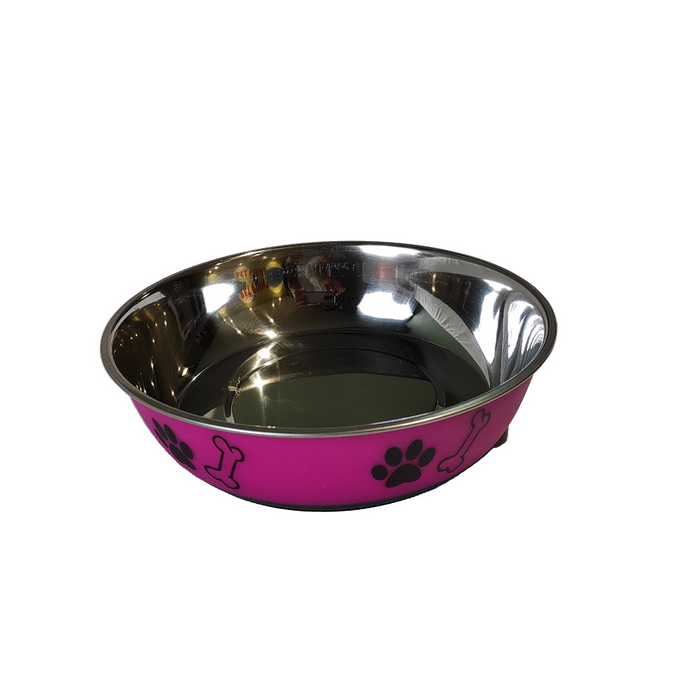 Nootie Pink Paw Printed Food & Water Feeder Bowl For Dogs