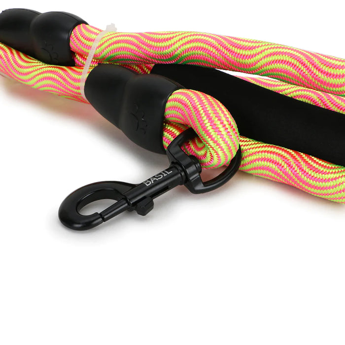 BASIL Rope Leash for Dogs & Puppies, 4 Feet (Yellow & Pink)