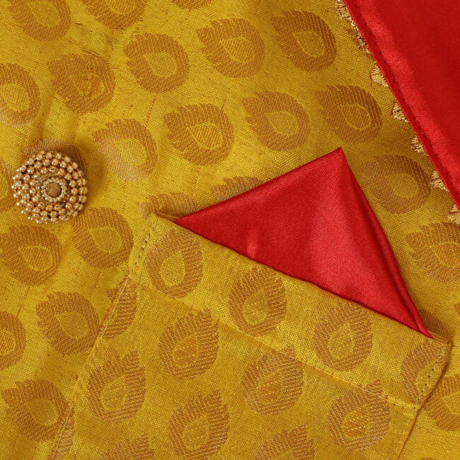 The Pet Point Check Print Designer Sherwani for Dogs, (Yellow Color)