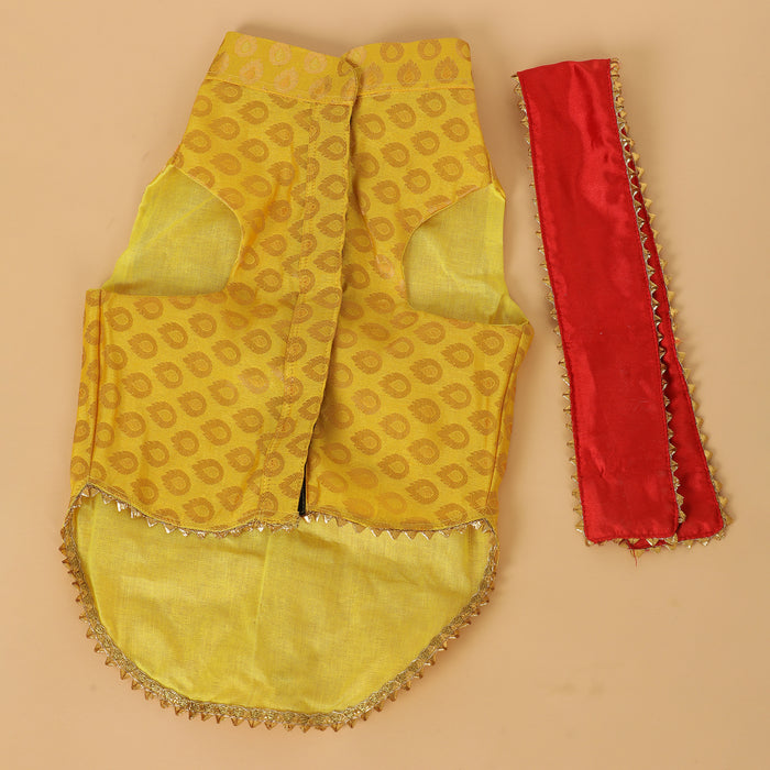The Pet Point Check Print Designer Sherwani for Dogs, (Yellow Color)
