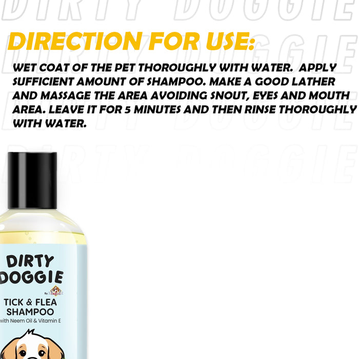 Dirty Doggie Conditioning & Tick and Flea Shampoo with Natural Neem Oil & Vitamin E, Dog Shampoo (Buy 1 Get 1 Free 300 ml) by Nootie