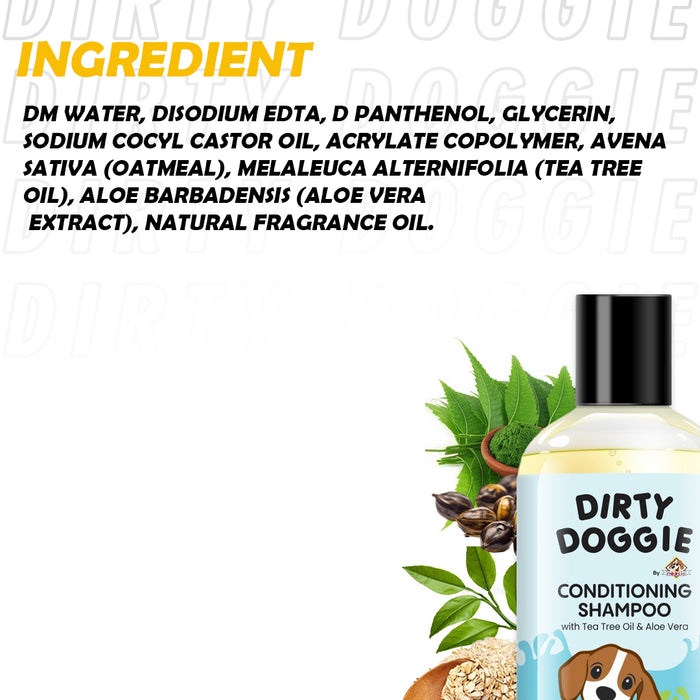 Dirty Doggie Conditioning & Tick and Flea Shampoo with Natural Neem Oil & Vitamin E, Dog Shampoo (Buy 1 Get 1 Free 300 ml) by Nootie