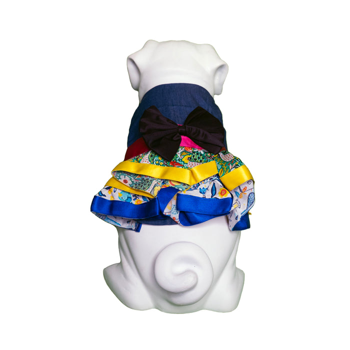 Nootie Multicolored Dog Frock With Detachable Bow