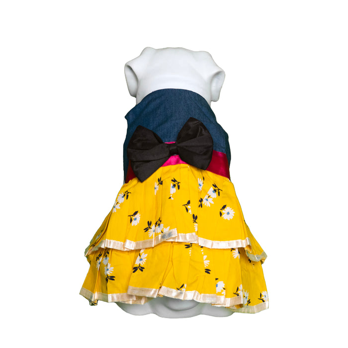 Nootie Yellow Dog Frock With Detachable Bow