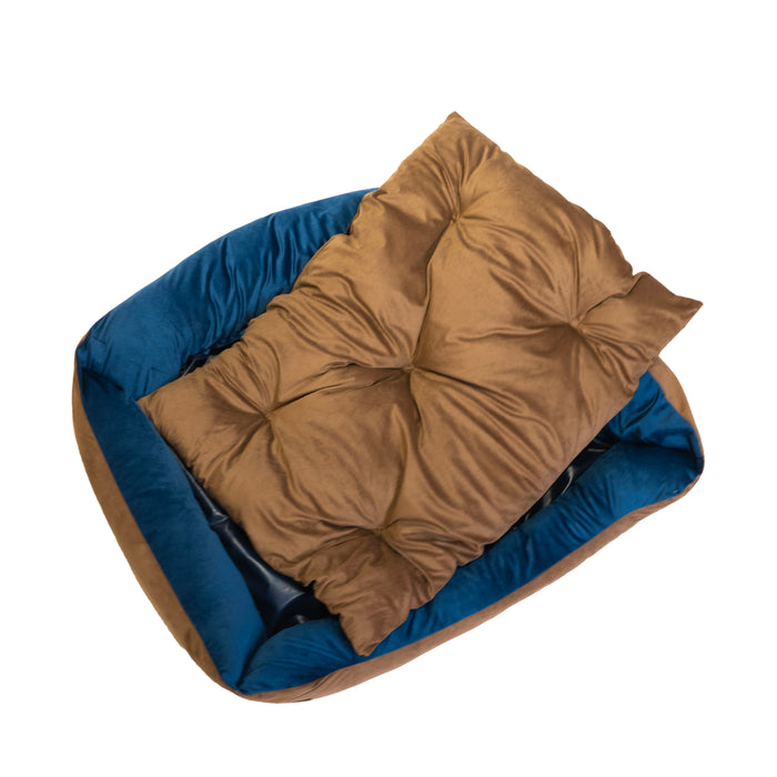 Nootie Velvet Brown and Teal Blue Color  Lounger Bed for Dogs