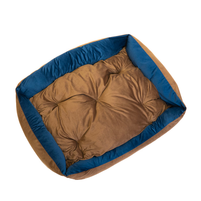 Nootie Velvet Brown and Teal Blue Color  Lounger Bed for Dogs