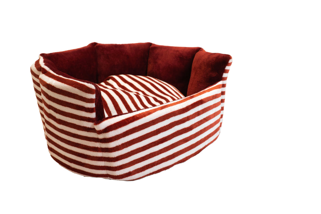 Nootie Velvet Maroon And White Striped  Color  Bucket Bed for Dogs