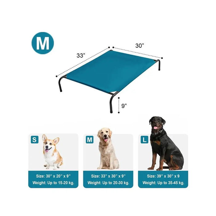 Nootie Elevated Dog Bed – Breathable Teslin Mesh, 9” Off The Ground for Optimal Airflow, Colors: Assorted, Medium -33x30x9 Inches
