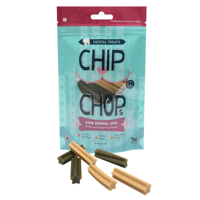 Chip Chops Star Dental Stix Chicken and Green Tea Flavor, 100g  NEW