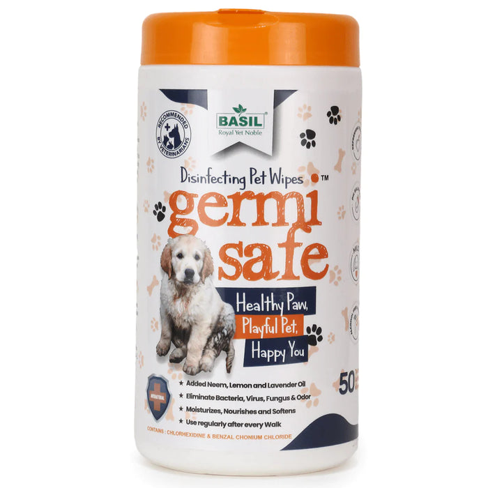 Basil Germi Safe Wet Wipes for Dogs 50 Wipes The Pet Point