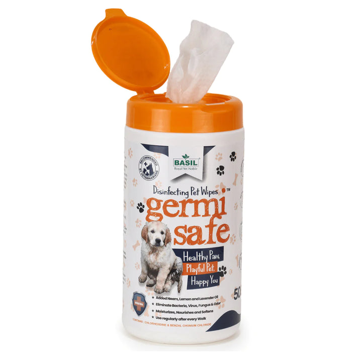 Basil Germi Safe Wet Wipes for Dogs(50 Wipes)