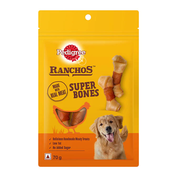 PEDIGREE RANCHOS SUPER BONES CHICKEN & MILK DOG TREAT 70GM