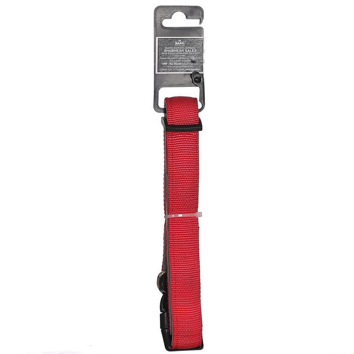 BASIL Padded Adjustable Collar for Dogs & Puppies (Red)