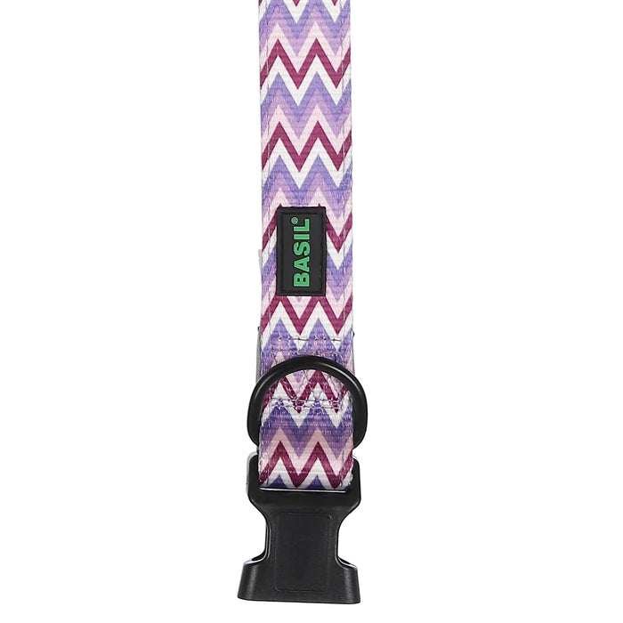 BASIL Zig-Zag Padded Adjustable Collar for Dogs & Puppies (Purple)