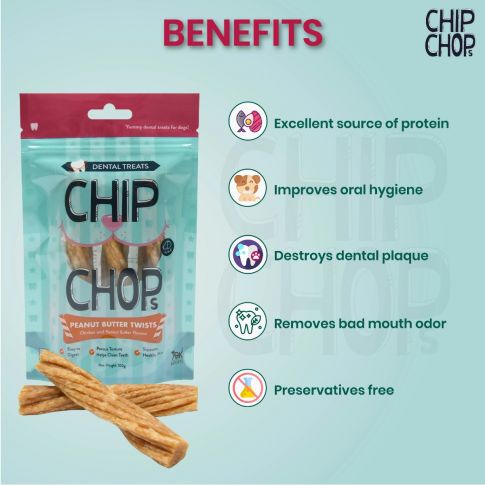 Chip Chops Peanut Butter Twists Chicken and Peanut Butter Flavor, 100g  NEW