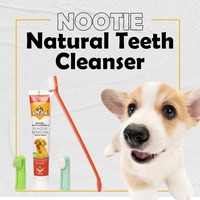 Nootie Dog Dental Hygiene Kit with Toothpaste with Pleasant Mint Flavour (100 g), Finger Toothbrush, Two-Sided Toothbrush with Two Different Brush Heads-(Red)