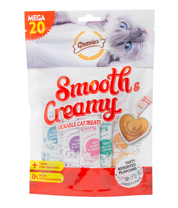 GNAWLERS SMOOTH & CREAMY TREAT ASSORTED FLAVOUR 20PCS