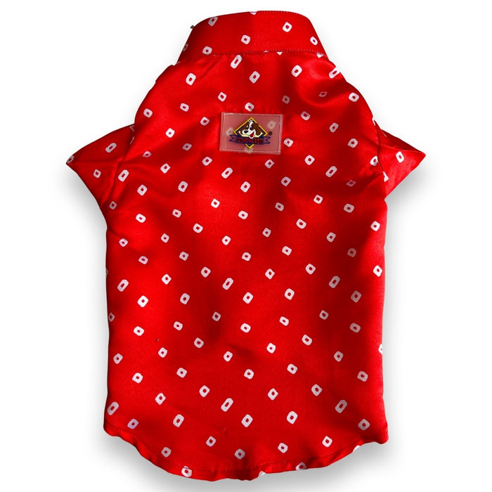 The Pet Point Check Print Designer Kurta for Dogs, (Red Color)