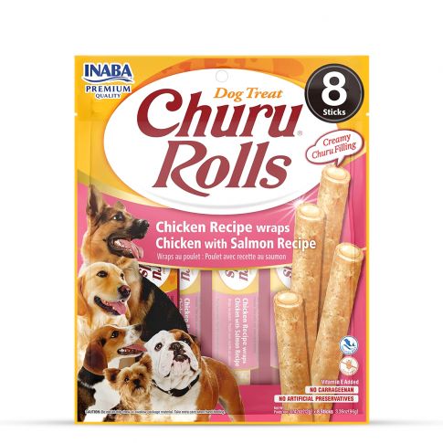 CHURU BITES FOR DOG CHICKEN RECIPE WRAPS CHICKEN WITH SALMON RECIPE 96GM