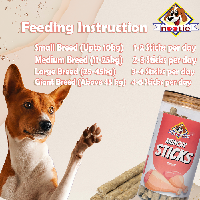 Nootie Natural Flavor Munchy Sticks For Dogs l All Life Stages & All Breeds-Dog Treats (Natural) 500GMS