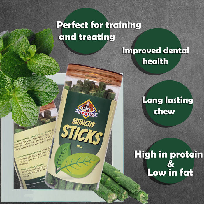 Nootie Mint Flavor Munchy Sticks For Dogs l All Life Stages & All Breeds-Dog Treats (Natural) 500GMS