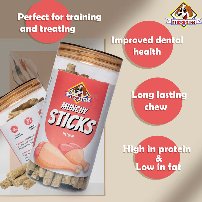 Nootie Natural Flavor Munchy Sticks For Dogs l All Life Stages & All Breeds-Dog Treats (Natural) 500GMS