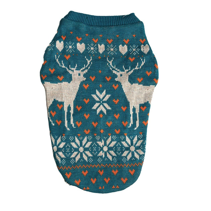 Nootie Teal Green Deer Sweater for Dogs