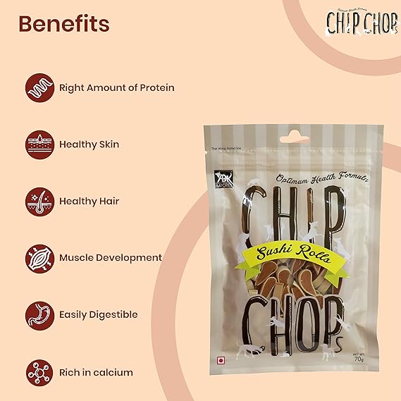 Chip Chops Sushi Rolls Dog Treat(70gms)-Pack of 2